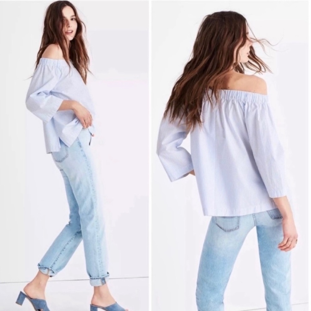 🌸MADEWELL* Off The Shoulder Stripe Blouse - Picture 2 of 7